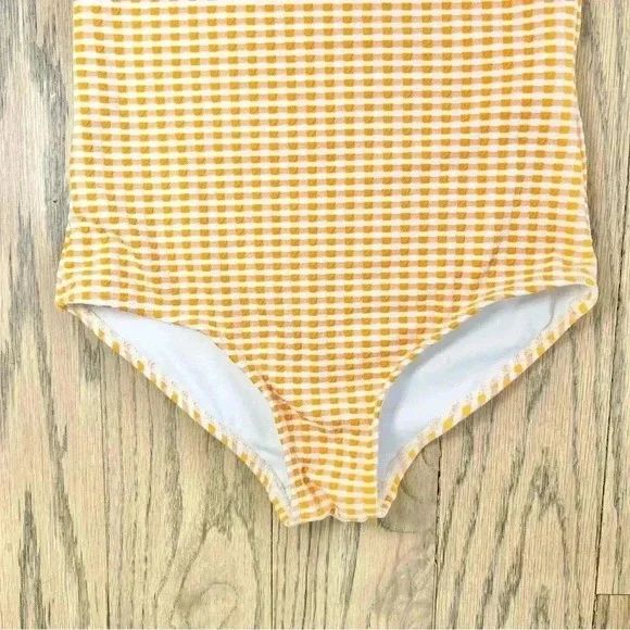 Cotton On Kids Girls Kerrie One Piece Orange and White Checkered Swimsuit Size 8 - Picture 3 of 8